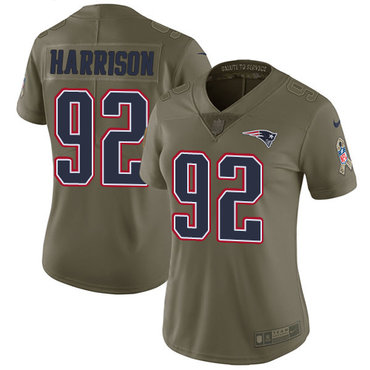 Nike Patriots #92 James Harrison Olive Women's Stitched NFL Limited 2017 Salute to Service Jersey