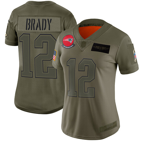 Patriots #12 Tom Brady Camo Women's Stitched Football Limited 2019 Salute to Service Jersey
