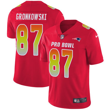 Nike Patriots #87 Rob Gronkowski Red Women's Stitched NFL Limited AFC 2018 Pro Bowl Jersey