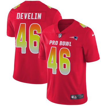 Nike Patriots #46 James Develin Red Women's Stitched NFL Limited AFC 2018 Pro Bowl Jersey