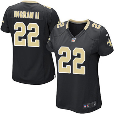Nike Saints #22 Mark Ingram II Black Team Color Women's Stitched NFL Elite Jersey
