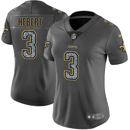 Nike Saints #3 Bobby Hebert Gray Static Women's NFL Vapor Untouchable Game Jersey