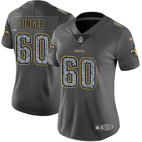 Nike Saints #60 Max Unger Gray Static Women's NFL Vapor Untouchable Game Jersey