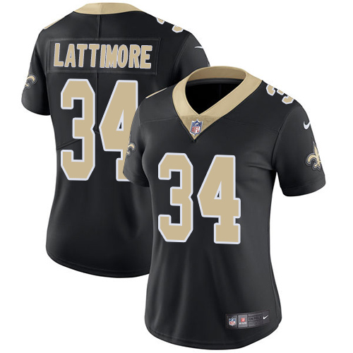 Nike Saints #34 Marshon Lattimore Black Team Color Women's Stitched NFL Vapor Untouchable Limited Jersey