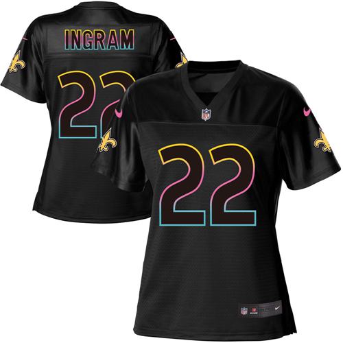 Nike Saints #22 Mark Ingram Black Women's NFL Fashion Game Jersey