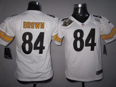 Women NEW NFL Pittsburgh Steelers #84 Antonio Brown White W 80 Anniversary Patch