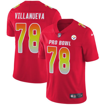 Nike Steelers #78 Alejandro Villanueva Red Women's Stitched NFL Limited AFC 2018 Pro Bowl Jersey