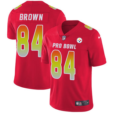 Nike Steelers #84 Antonio Brown Red Women's Stitched NFL Limited AFC 2018 Pro Bowl Jersey