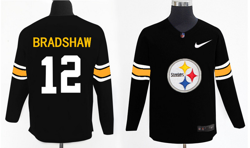 Nike Steelers 12 Terry Bradshaw Black Knit Sweater