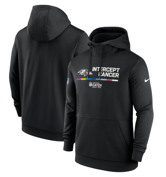 Men's Baltimore Ravens 2022 Black Crucial Catch Therma Performance Pullover Hoodie