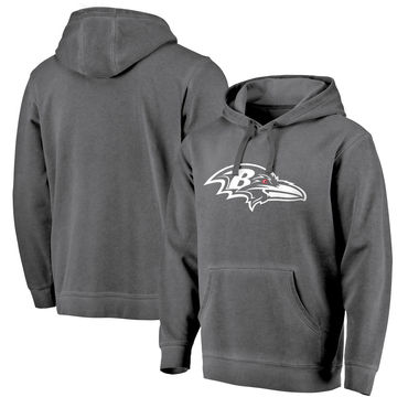 Men's Baltimore Ravens NFL Pro Line By Fanatics Branded Black White Logo Shadow Washed Pullover Hoodie