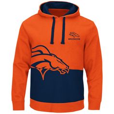 Denver Broncos Orange All Stitched Hooded Sweatshirt