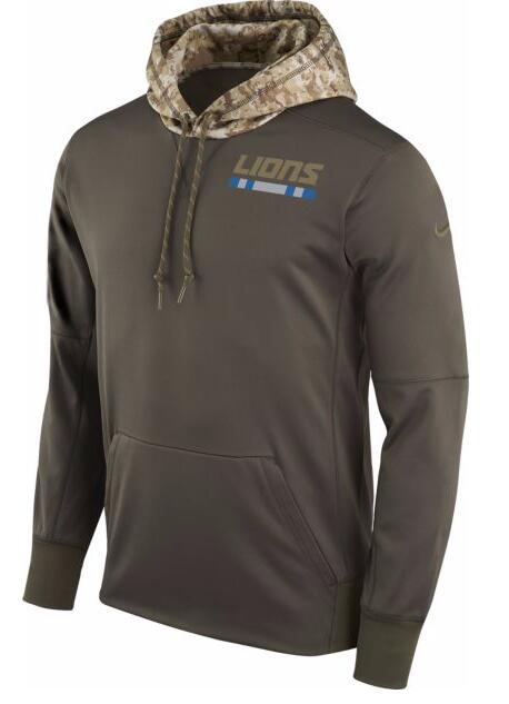 Detroit Lions Nike Salute To Service Sideline Therma Pullover Hoodie Olive