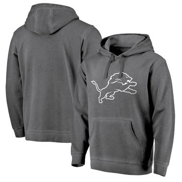 Men's Detroit Lions NFL Pro Line By Fanatics Branded Black White Logo Shadow Washed Pullover Hoodie