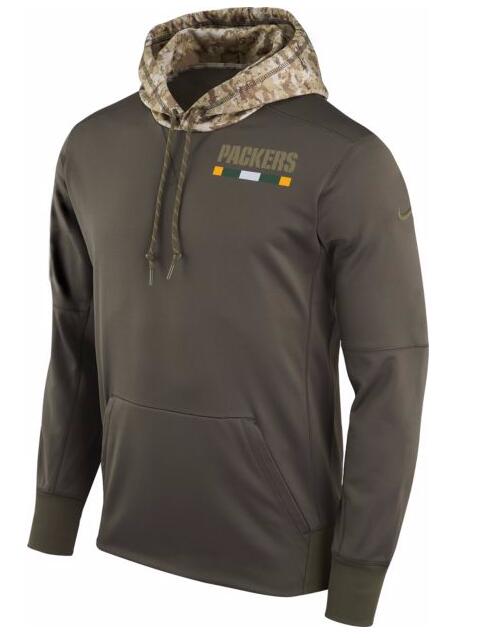 Green Bay Packers Nike Salute To Service Sideline Therma Pullover Hoodie Olive