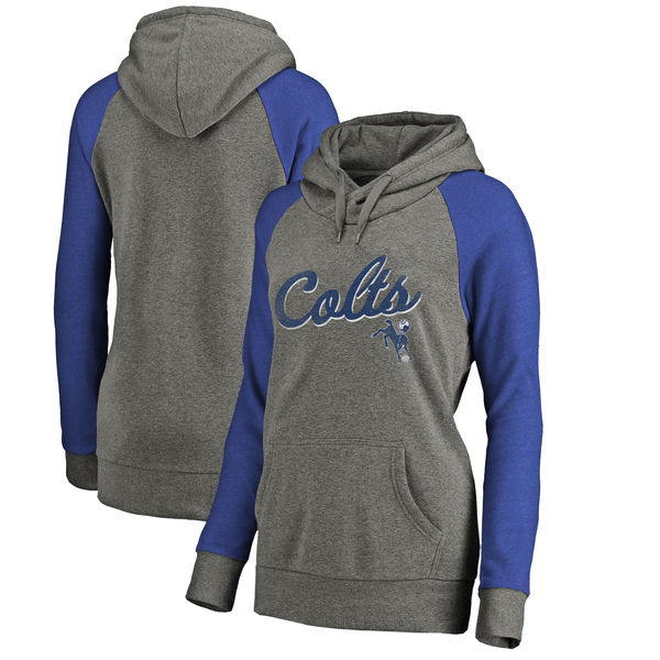 Indianapolis Colts NFL Pro Line By Fanatics Branded Women's Timeless Collection Rising Script Plus Size Tri-Blend Hoodie Ash