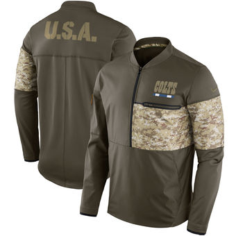 Nike Colts Olive Salute to Service Sideline Hybrid Half-Zip Pullover Jacket