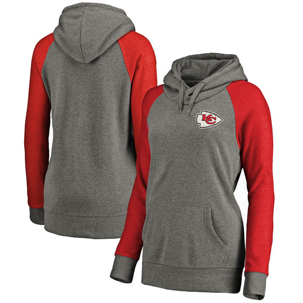 Kansas City Chiefs NFL Pro Line By Fanatics Branded Women's Plus Sizes Vintage Lounge Pullover Hoodie Heathered Gray