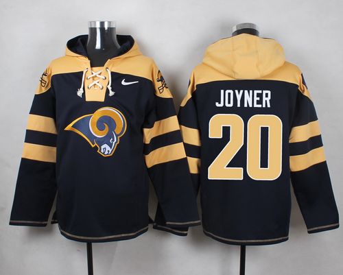 Nike Rams #20 Lamarcus Joyner Navy Blue Player Pullover NFL Hoodie
