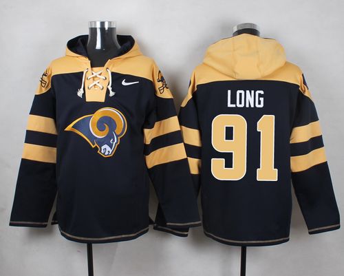 Nike Rams #91 Chris Long Navy Blue Player Pullover NFL Hoodie