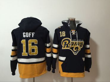 Rams 16 Jared Goff Navy All Stitched Hooded Sweatshirt
