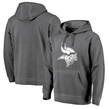 Men's Minnesota Vikings NFL Pro Line By Fanatics Branded Black White Logo Shadow Washed Pullover Hoodie