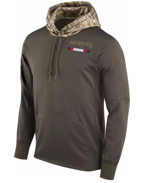 New England Patriots Nike Salute To Service Sideline Therma Pullover Hoodie Olive