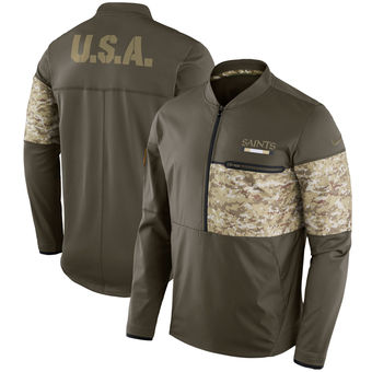 Nike Saints Olive Salute to Service Sideline Hybrid Half-Zip Pullover Jacket