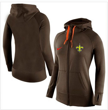 Women Nike New Orleans Saints Full-Zip Performance Hoodie Brown