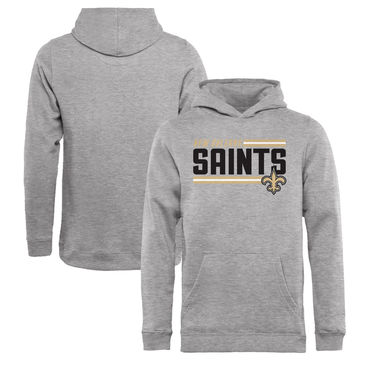 Youth New Orleans Saints NFL Pro Line By Fanatics Branded Ash Iconic Collection On Side Stripe Pullover Hoodie