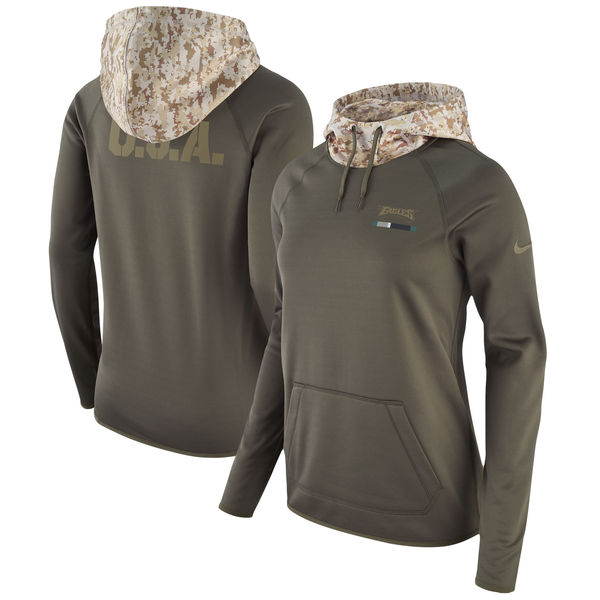 Nike Women's Philadelphia Eagles Olive Salute To Service Sideline Therma Pullover Hoodie