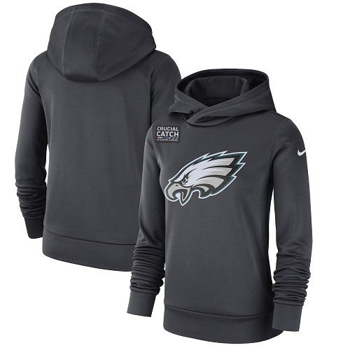 Women's Philadelphia Eagles Nike Anthracite Crucial Catch Performance Pullover Hoodie
