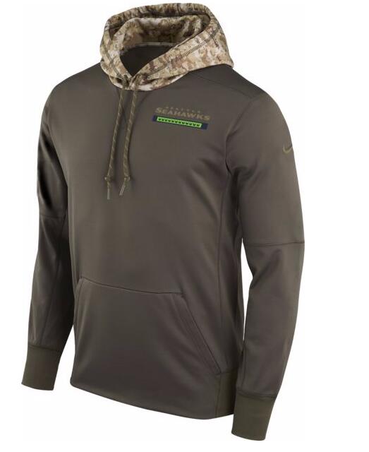 Seattle Seahawks Nike Salute To Service Sideline Therma Pullover Hoodie Olive