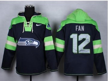 NEW Seattle Seahawks #12 Fan Navy Blue Player Pullover Hoodie