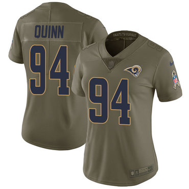 Nike Rams #94 Robert Quinn Olive Women's Stitched NFL Limited 2017 Salute to Service Jersey