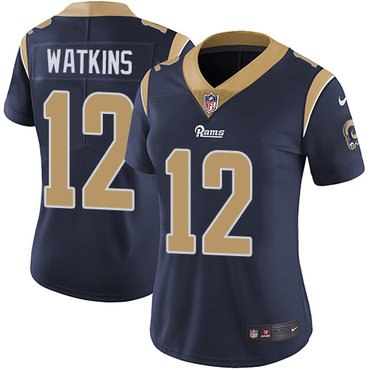 Nike Rams #12 Sammy Watkins Navy Blue Team Color Women's Stitched NFL Vapor Untouchable Limited Jersey