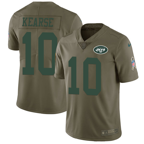 Nike Jets #10 Jermaine Kearse Olive Men's Stitched NFL Limited 2017 Salute To Service Jersey