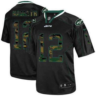 NEW New York Jets #12 Joe Namath Black NFL Elite Camo Fashion Jersey