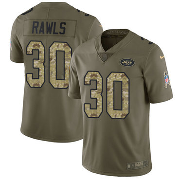 Nike Jets #30 Thomas Rawls Olive Camo Men's Stitched NFL Limited 2017 Salute To Service Jersey