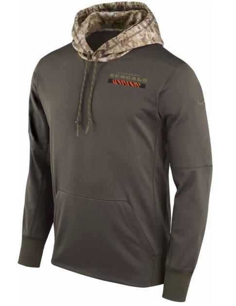 Cincinnati Bengals Nike Salute To Service Sideline Therma Pullover Hoodie Olive