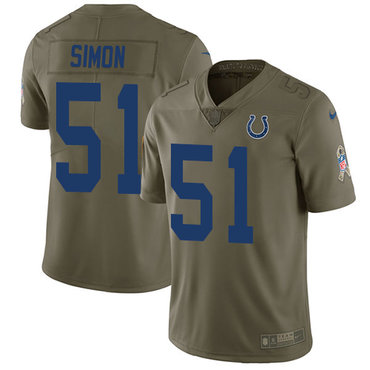 Nike Colts #51 John Simon Olive Men's Stitched NFL Limited 2017 Salute To Service Jersey