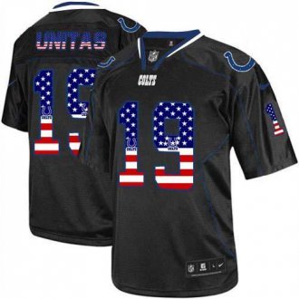 Nike Indianapolis Colts #19 Johnny Unitas Black NFL Elite USA Flag Fashion Jersey