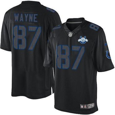 NEW Colts #87 Reggie Wayne Black With 30TH Seasons Patch Men's Stitched NFL Impact Limited Jersey