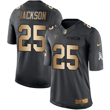 Nike Titans #25 Adoree' Jackson Black Men's Stitched NFL Limited Gold Salute To Service Jersey