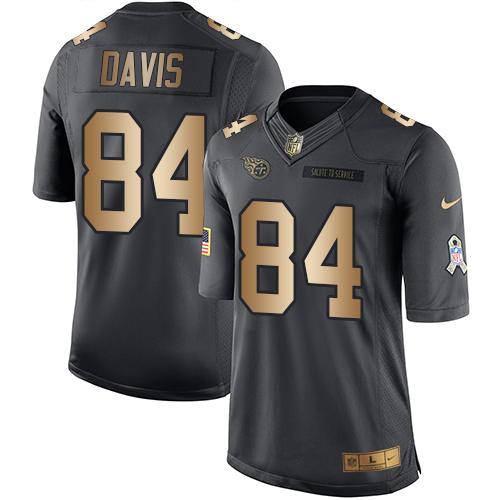 Nike Titans #84 Corey Davis Black Men's Stitched NFL Limited Gold Salute To Service Jersey