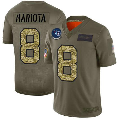 Titans #8 Marcus Mariota Olive Camo Men's Stitched Football Limited 2019 Salute To Service Jersey