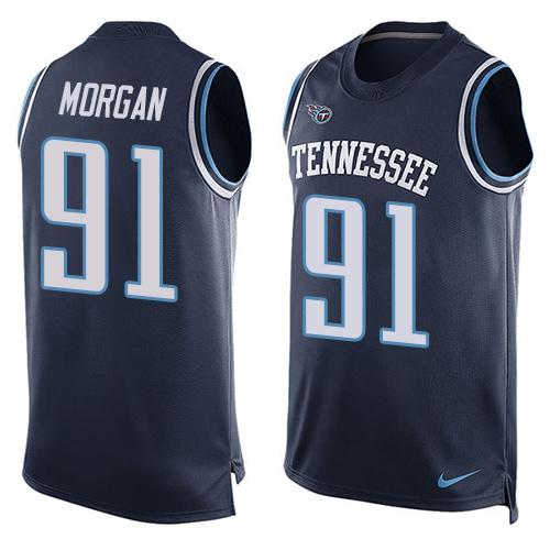Nike Titans #91 Derrick Morgan Navy Blue Team Color Men's Stitched NFL Limited Tank Top Jersey