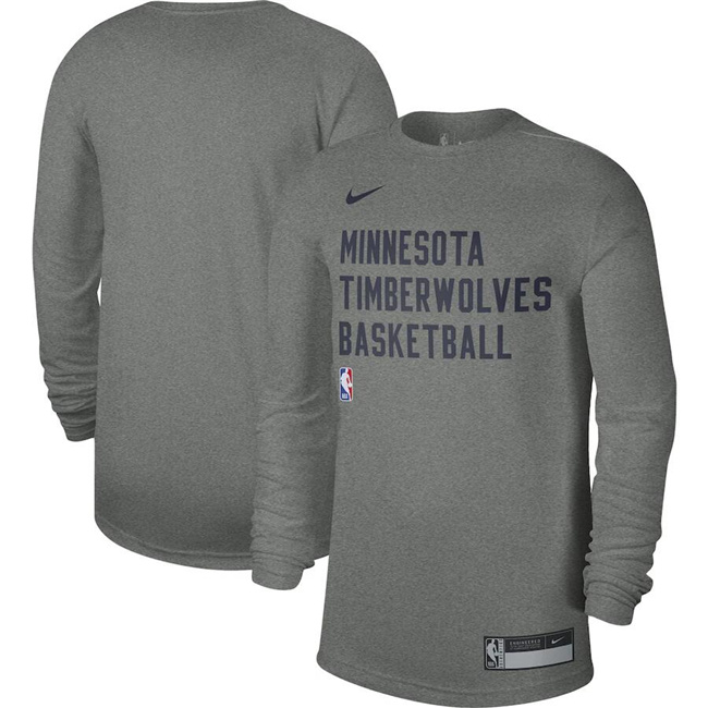 Men's Minnesota Timberwolves Heather Gray 2023 24 Legend On-Court Practice Long Sleeve T-Shirt