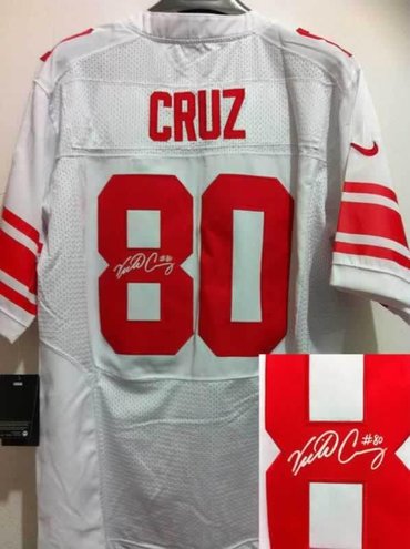 NEW NFL New York Giants 80 Victor Cruz White Jerseys(Signed Elite)