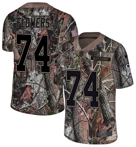 Nike Giants #74 Ereck Flowers Camo Men's Stitched NFL Limited Rush Realtree Jersey